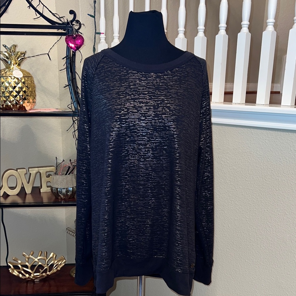 Ideology Shimmering Black Crewneck Sweater